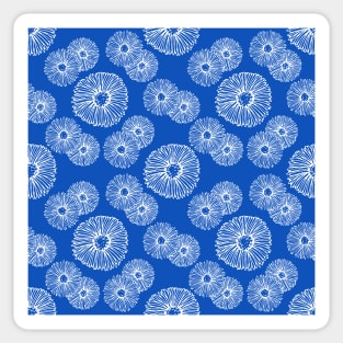 White Aster Flowers in Sapphire Blue Sticker